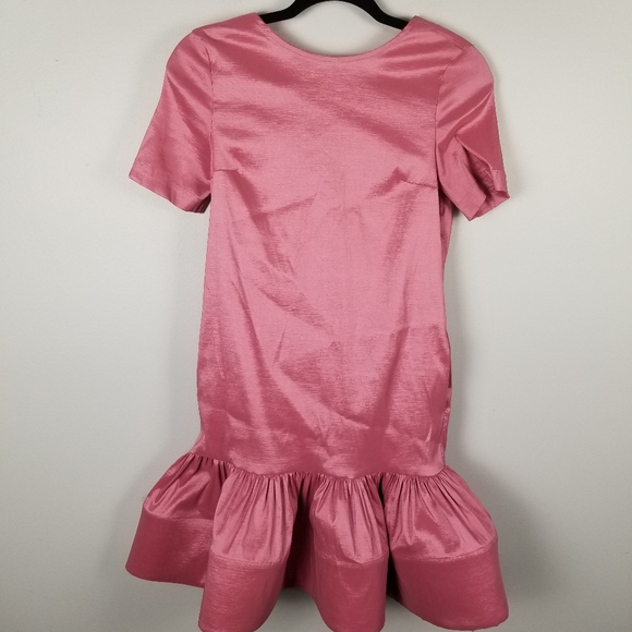 Kimberly Goldson Brianna Pink Satin Ruffle Hem Mini Dress Size XS NWT - Picture 2 of 11